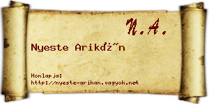 Nyeste Arikán névjegykártya